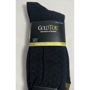 New 4 Pack Gold Toe Men’s Sock Black With Designs Mens Large Shoe Size 6-12.5